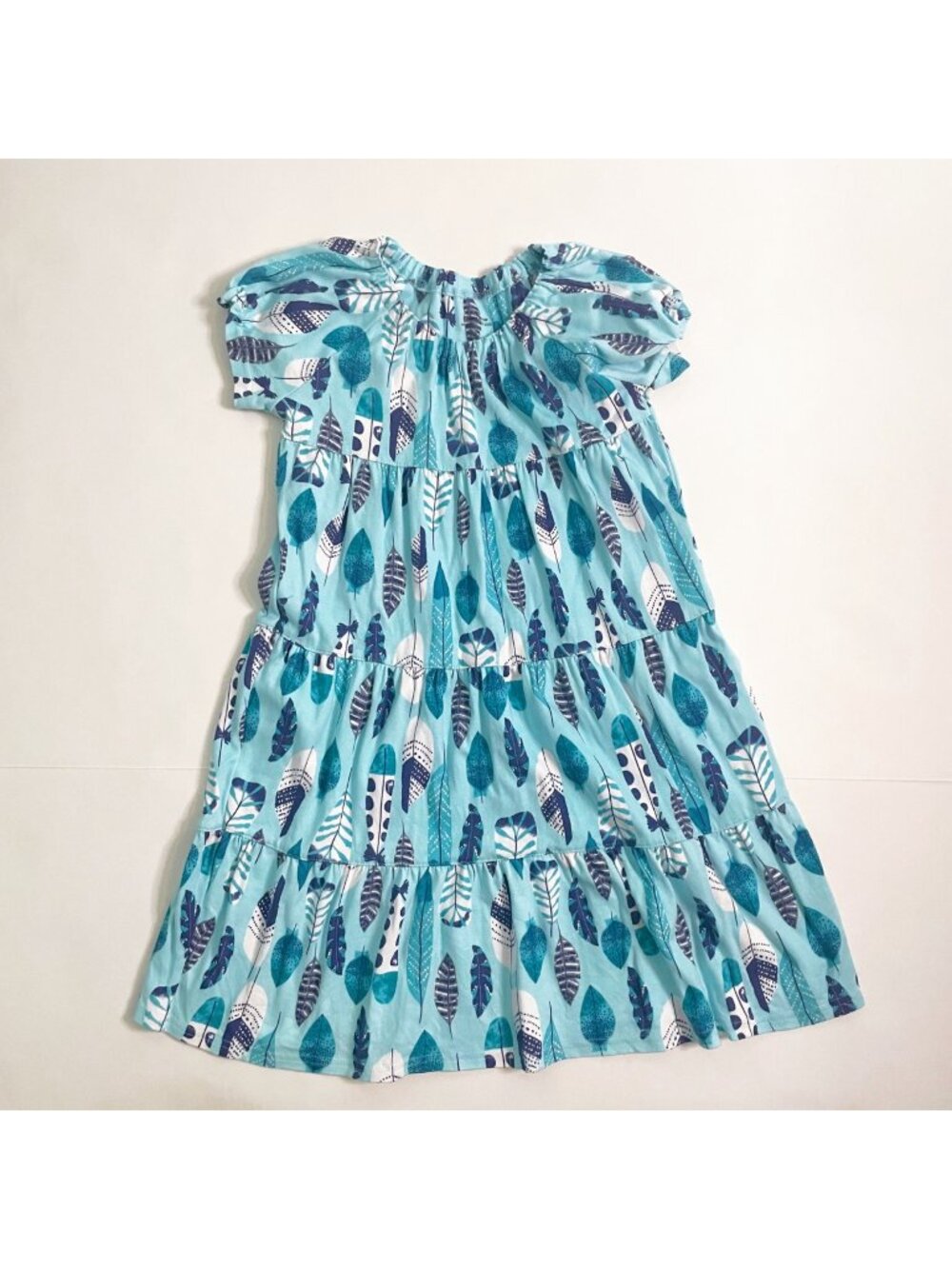Garnet Hill Girls Turquoise Feather Dress, Size 8